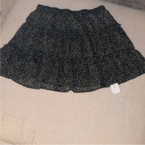 Amazon Essentials Black Mini Skirt with White Micro Floral Print